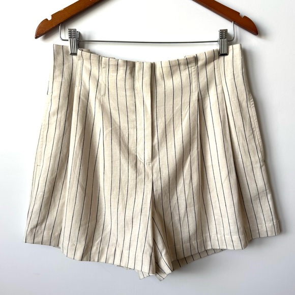 Ann Taylor striped linen blend high rise shorts NWT - Picture 2 of 8